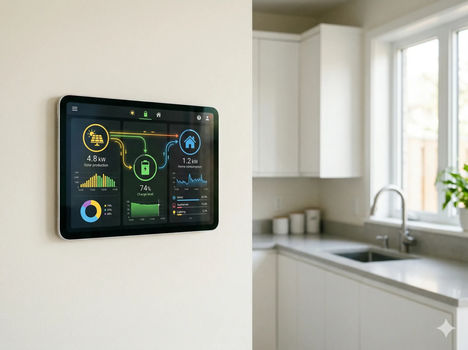 Panel sterowania energią słoneczną w inteligentnym domu